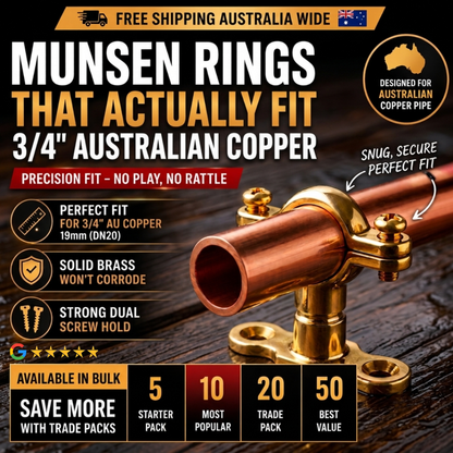 Brass Munsen Ring Pipe Clip 19mm 3/4" (DN20) - Sydney Outdoor Showers